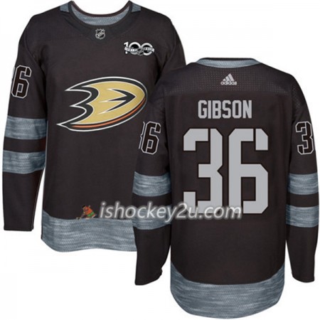 Mænd NHL Anaheim Ducks Trøje John Gibson 36 1917-2017 100th Anniversary Adidas Sort Authentic